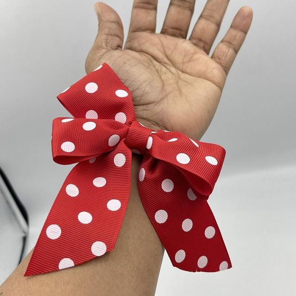 Girls Red Scrunchie Elastic Hairbands Hair Ties Charmeuse - Picture 3 of 8